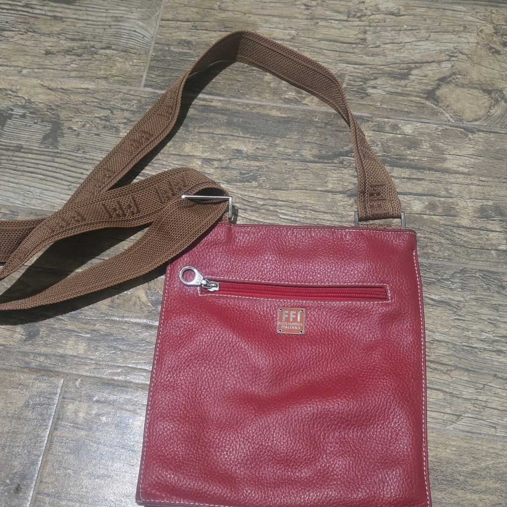 FFI Red and Brown Crossbody Bag